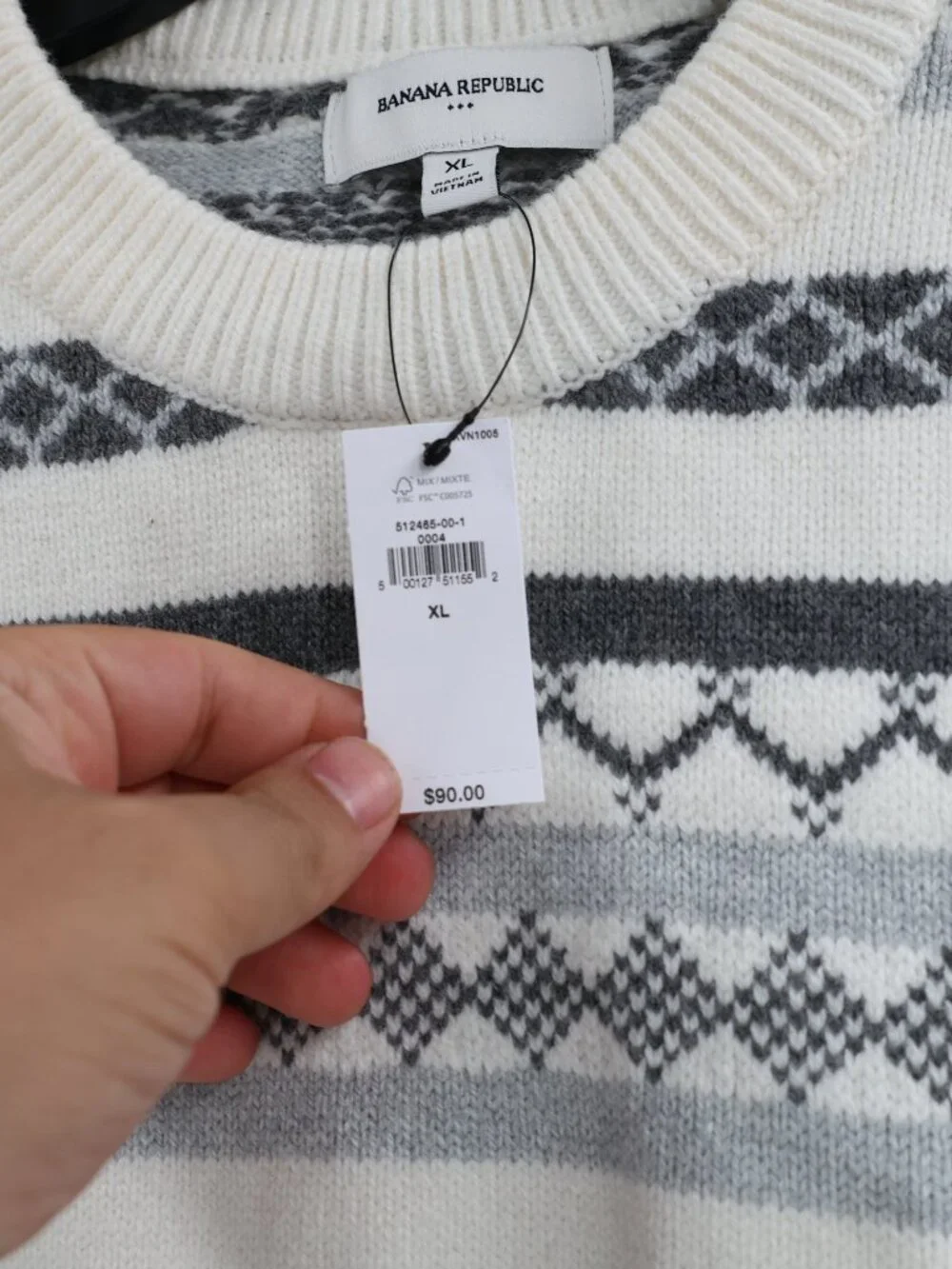 NWT Banana Republic Sweater Mens XL Fair Isle Knit Pullover cotton wool blend